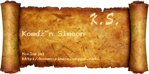 Komán Simeon névjegykártya